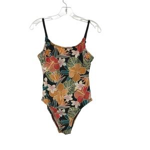 Hurley Women’s One Piece Swimsuit Size Small Orange Tropical Floral Tank